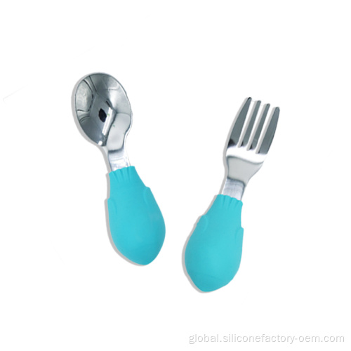  Silicone Baby Fork and Spoon Eco-Friendly Tableware Factory